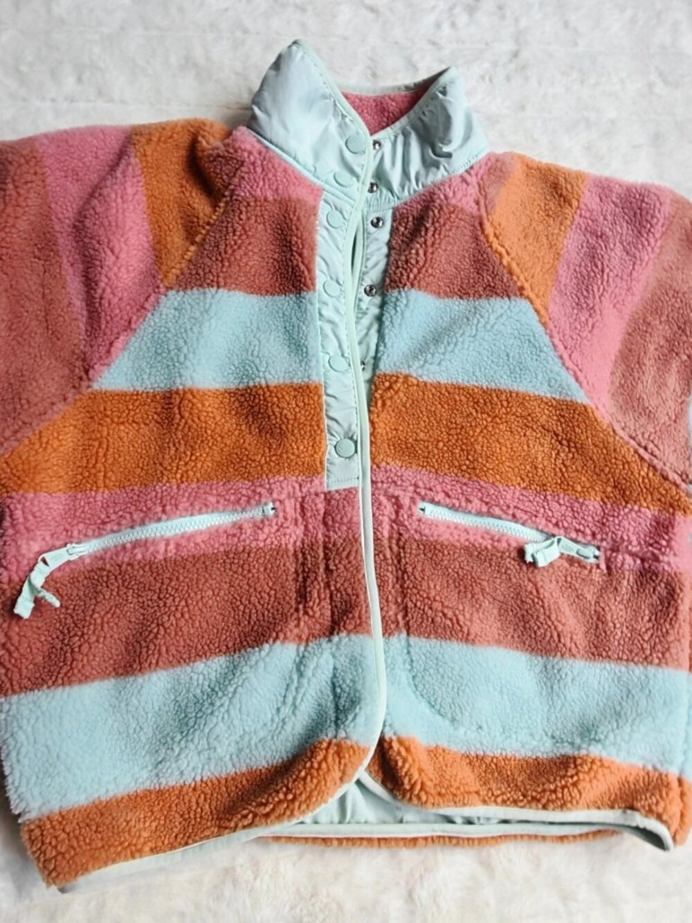 Free People FP Movement Hit The Slopes Printed Fleece Pullover Sunfaded Horizon - Picture 5 of 10